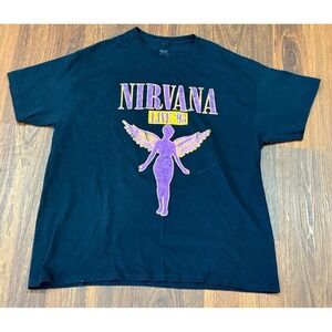 Nirvana In Utero Live 93 Rock T-shirt Size XL Black Purple
